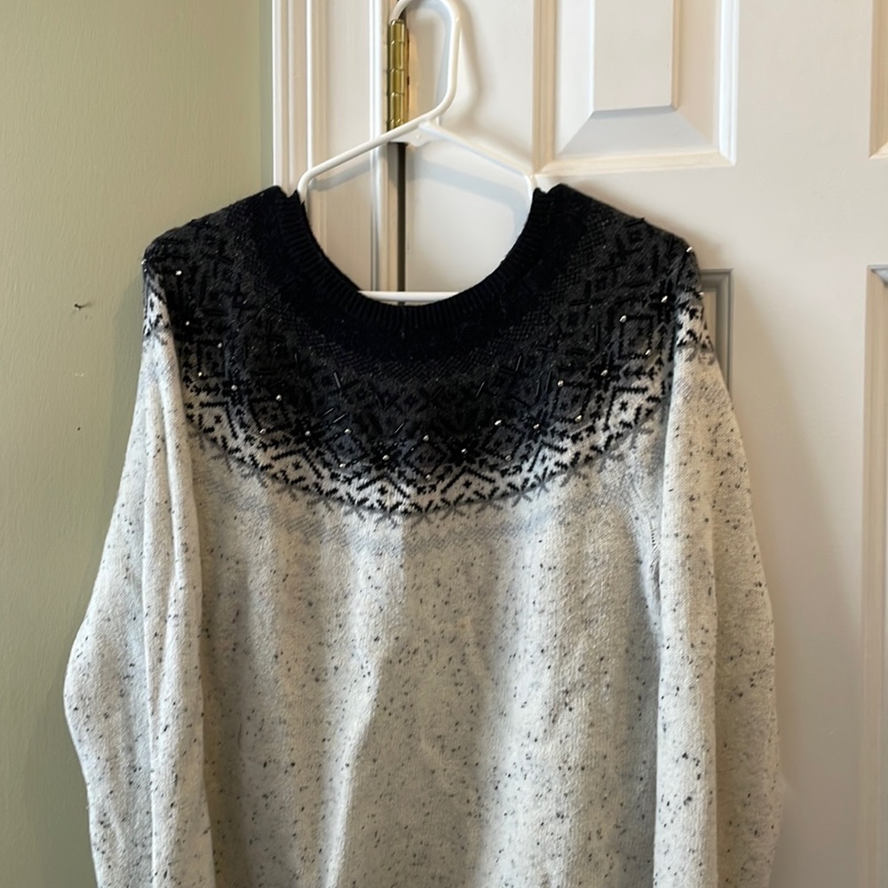 Talbots yoke sweater with decorative beading